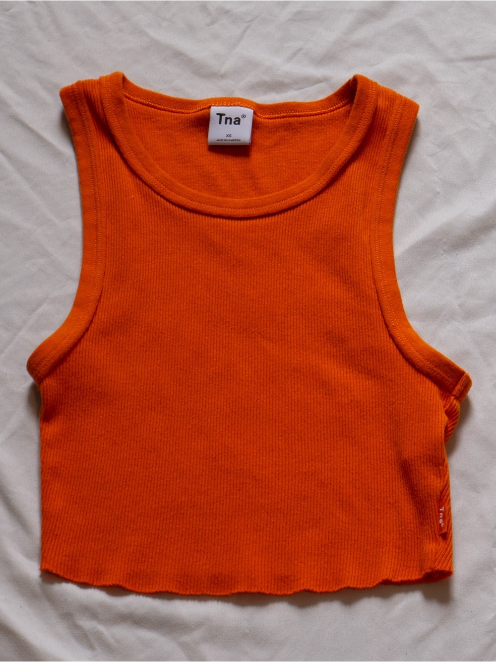 TNA Bright Orange Ribbed Scoop Neck Crop